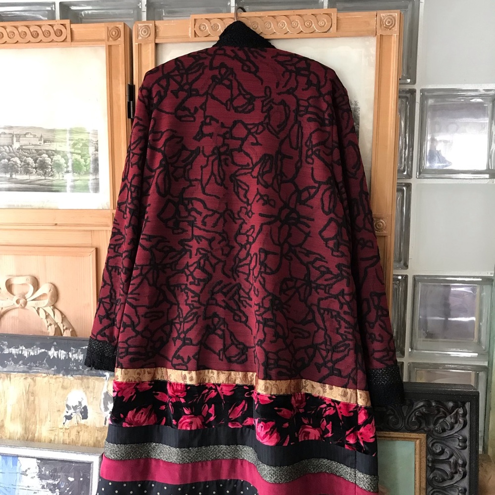 Chico’s Patch Work Holiday Jacket Knit Collet Sz L - image 2